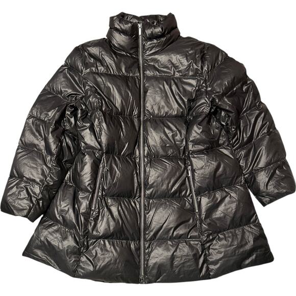 NEW $220 Lands End Puffer Jacket Coat Jet Black 90% Down Filled Wmns Size 2X - Picture 1 of 14